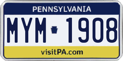 PA license plate MYM1908