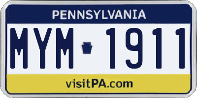 PA license plate MYM1911