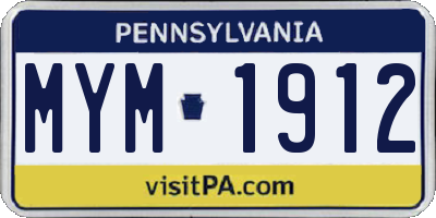 PA license plate MYM1912