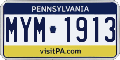 PA license plate MYM1913