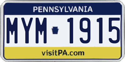 PA license plate MYM1915