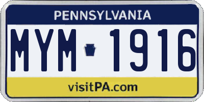 PA license plate MYM1916