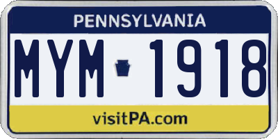 PA license plate MYM1918