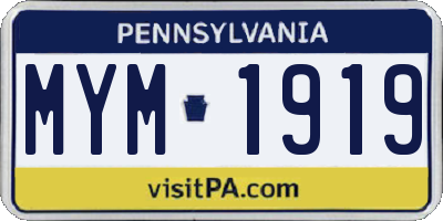 PA license plate MYM1919