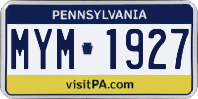 PA license plate MYM1927