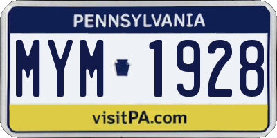 PA license plate MYM1928
