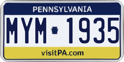 PA license plate MYM1935
