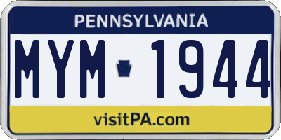 PA license plate MYM1944