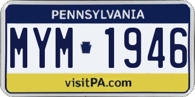PA license plate MYM1946