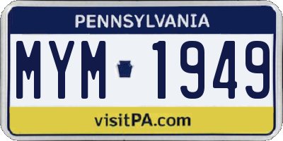 PA license plate MYM1949