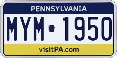 PA license plate MYM1950