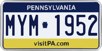PA license plate MYM1952