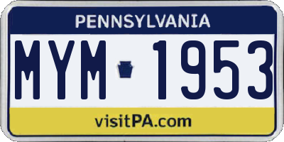 PA license plate MYM1953