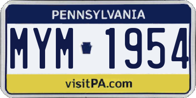 PA license plate MYM1954