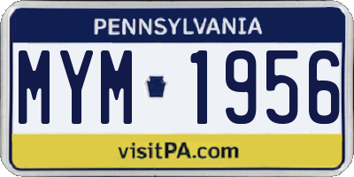 PA license plate MYM1956