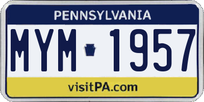 PA license plate MYM1957