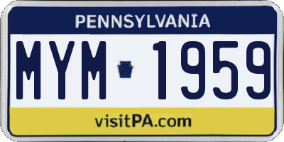 PA license plate MYM1959