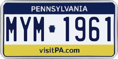 PA license plate MYM1961