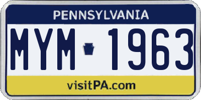 PA license plate MYM1963
