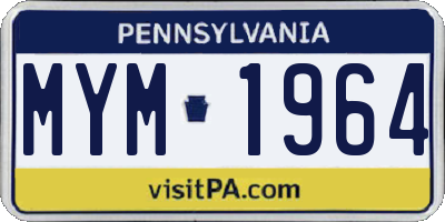 PA license plate MYM1964