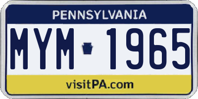 PA license plate MYM1965