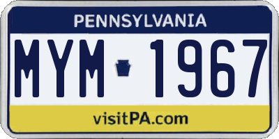 PA license plate MYM1967