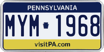PA license plate MYM1968