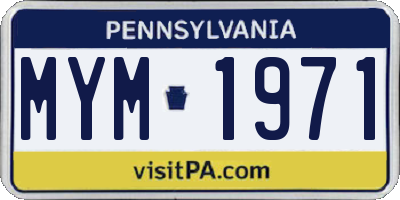 PA license plate MYM1971