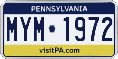 PA license plate MYM1972