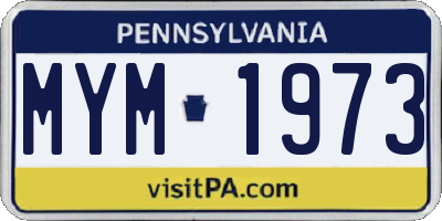 PA license plate MYM1973