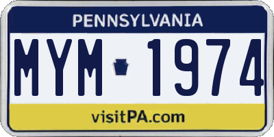 PA license plate MYM1974