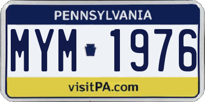 PA license plate MYM1976