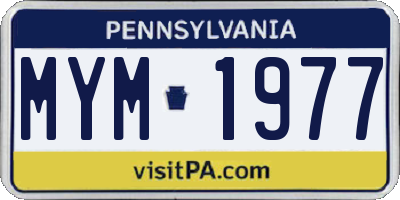 PA license plate MYM1977