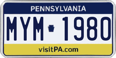 PA license plate MYM1980