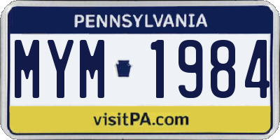 PA license plate MYM1984