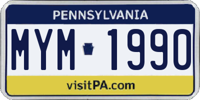 PA license plate MYM1990