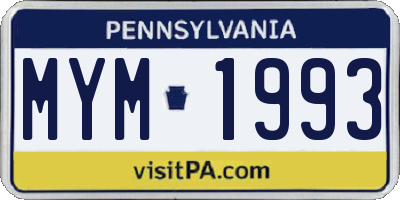 PA license plate MYM1993