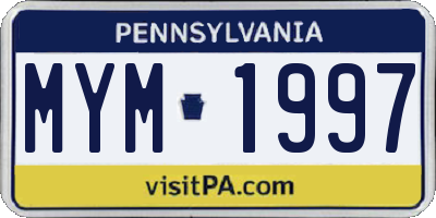 PA license plate MYM1997