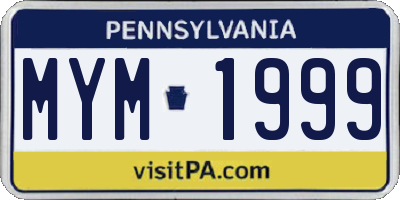 PA license plate MYM1999