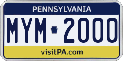PA license plate MYM2000