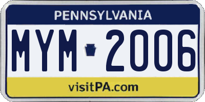 PA license plate MYM2006