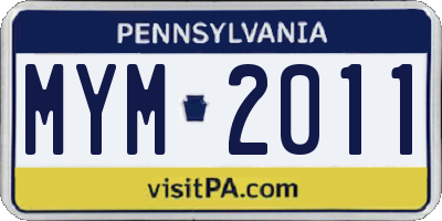 PA license plate MYM2011