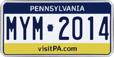 PA license plate MYM2014