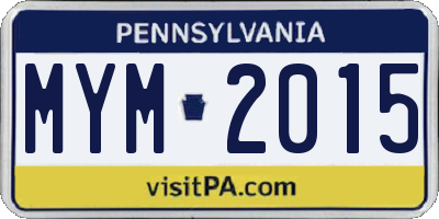 PA license plate MYM2015