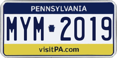 PA license plate MYM2019