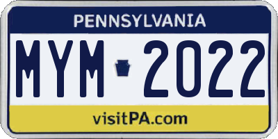 PA license plate MYM2022