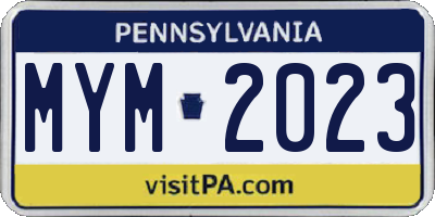 PA license plate MYM2023