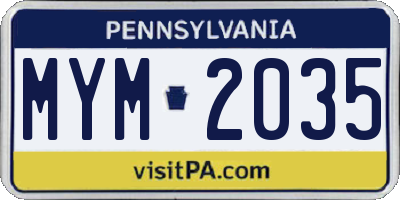 PA license plate MYM2035