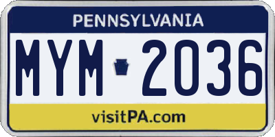 PA license plate MYM2036