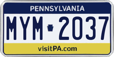 PA license plate MYM2037